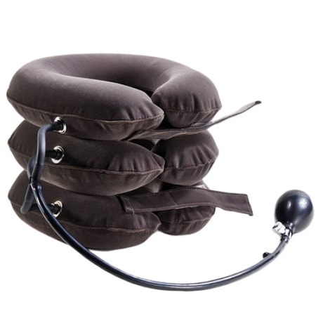 Guler Cervical de elongare, Corectia coloanei, Eliminarea durerilor cervicale, Gonflabil, 3 camere, Maro