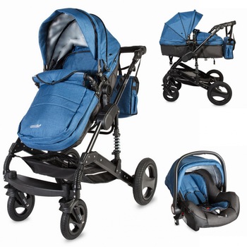 Carucior 3 in 1 transformabil Coccolle Oppa Albastru Carucior 3 in 1 transformabil Coccolle Oppa Albastru