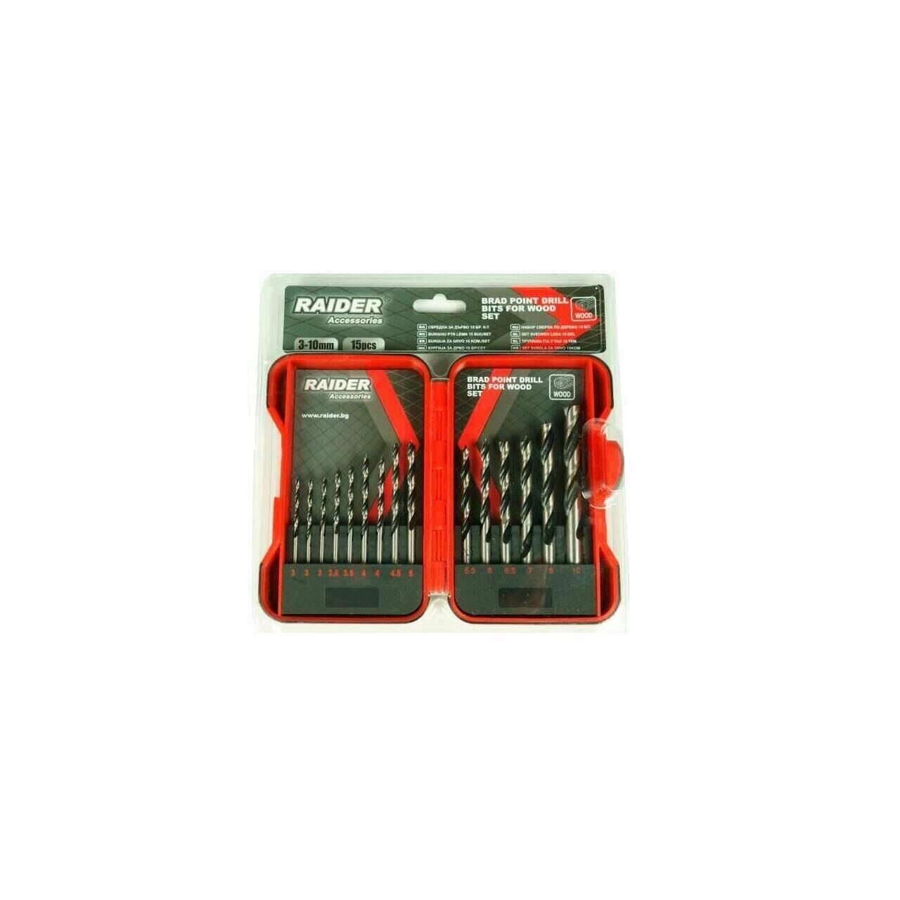 Set 15 burghie pentru lemn, Raider 3-10mm