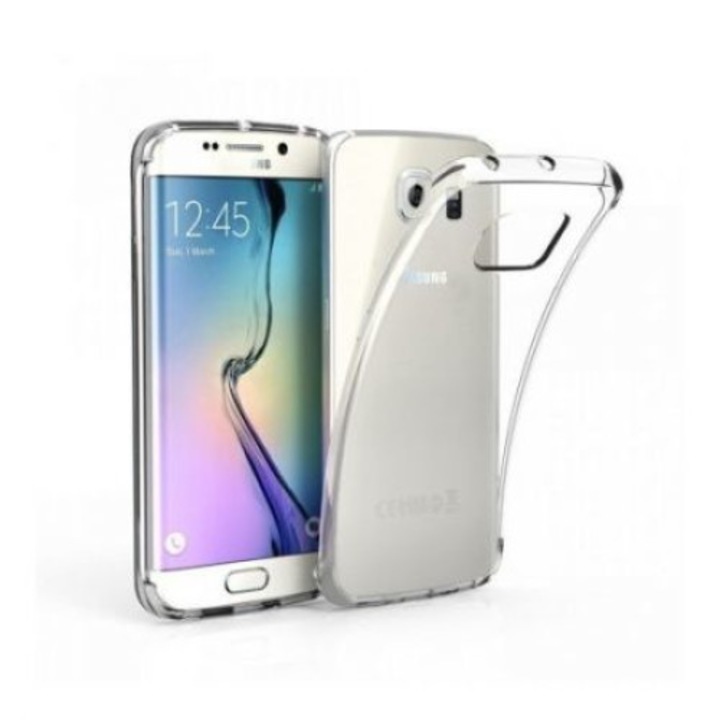 Защитно покритие за Samsung Galaxy S6 Edge, Transparent, Slim, безплатно защитно фолио