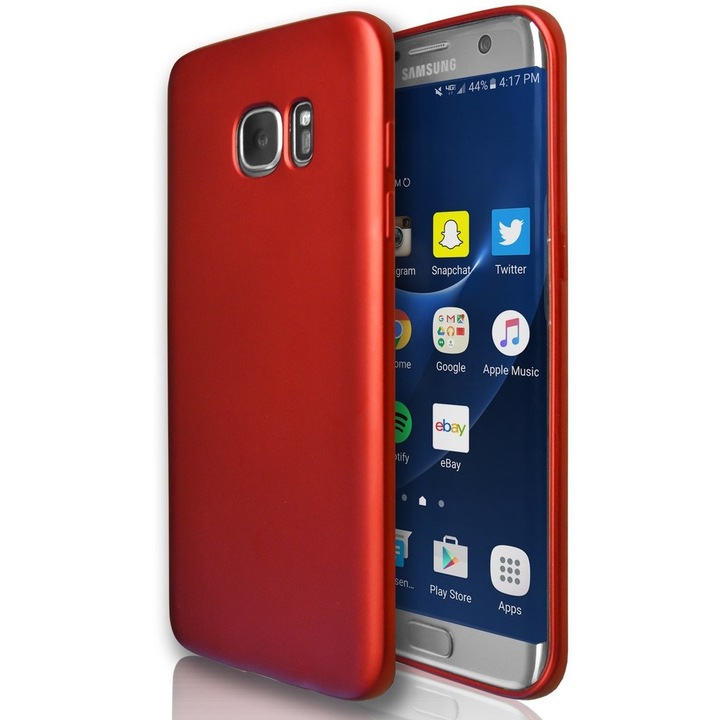 Защитен капак за Samsung Galaxy S7 Edge, Червен, Fullbody отпред-отзад, безплатно защитно фолио
