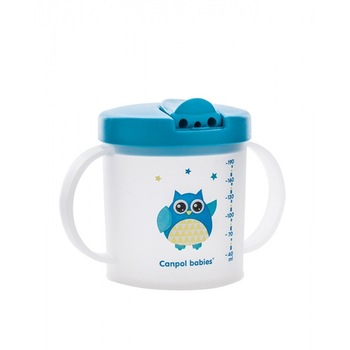 Canita antrenament Flip-top 190 ml, albastra cu bufnita, Canpol, 31/212 Canita antrenament Flip-top 190 ml, albastra cu bufnita, Canpol, 31/212