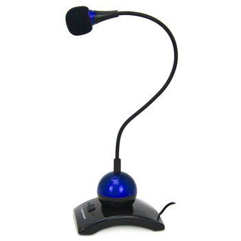 Microfon pentru laptopuri si calculatoare Chat, jack 3.5mm, cablu lung 2 m, albastru Microfon pentru laptopuri si calculatoare Chat, jack 3.5mm, cablu lung 2 m, albastru