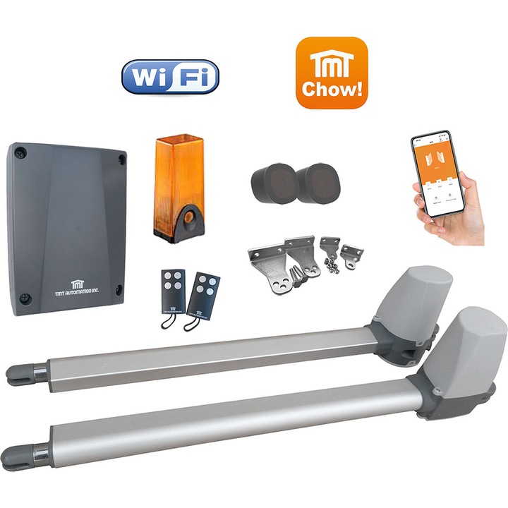 Kit complet automatizare porti batante 2 x 2.5 m, 2 x 250 Kg, TMT Terrier 200 WiFi