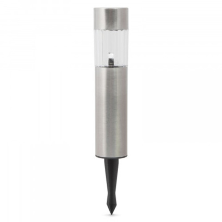 Napelemes lámpa LED Motor Starter, INOX/fehér féltörpe modell, ON/OFF kapcsoló, színhőmérséklet 6500K, NiMh akkumulátor
