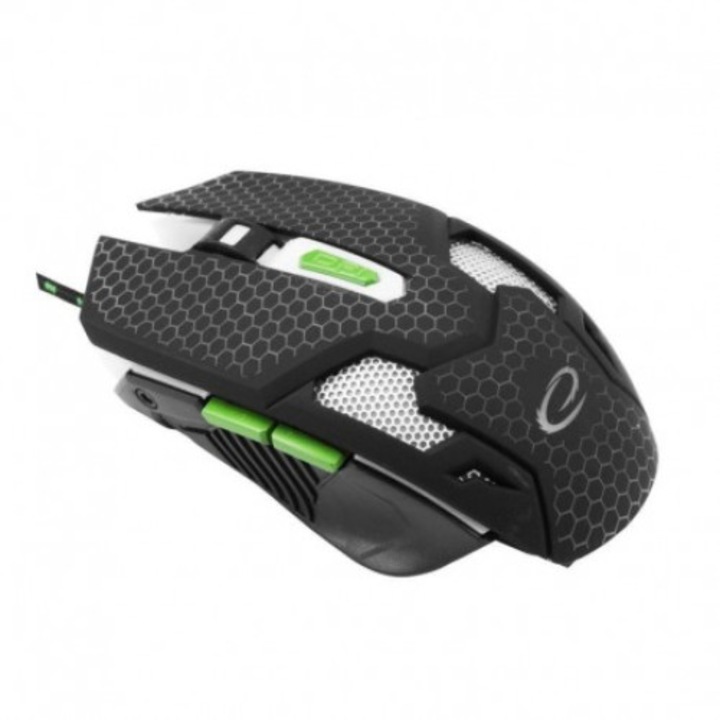 Мишка за игри, Esperanza, USB, 2400 dpi, черно/зелено