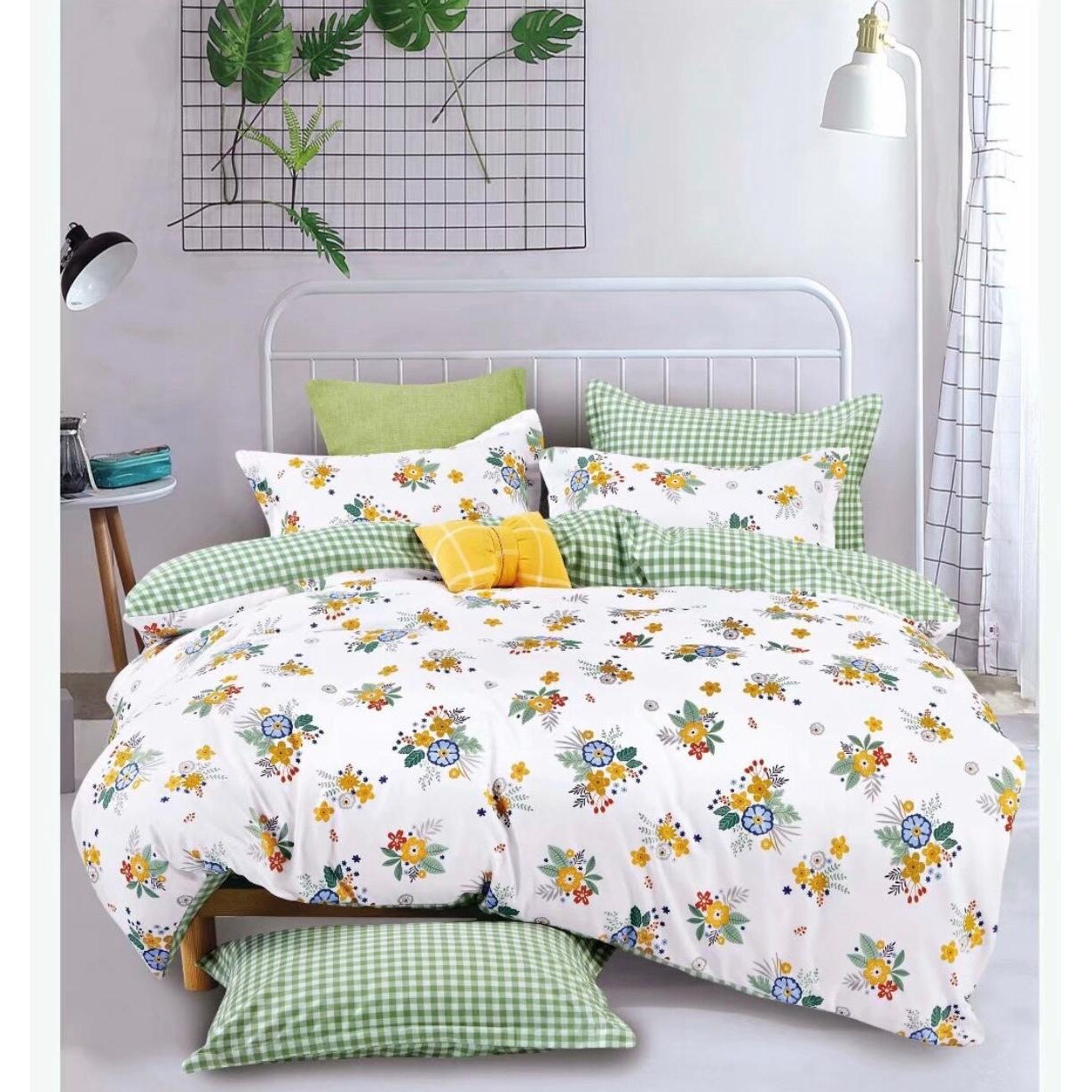 Lenjerie de pat de lux cu doua fete din bumbac gros 2 persoane, 6 piese, alb Katia841