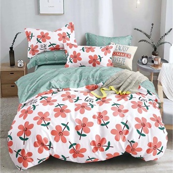 Lenjerie de pat de lux cu fete din bumbac gros 2 persoane, 6 piese, roz Katia846 Lenjerie de pat de lux cu fete din bumbac gros 2 persoane, 6 piese, roz Katia846