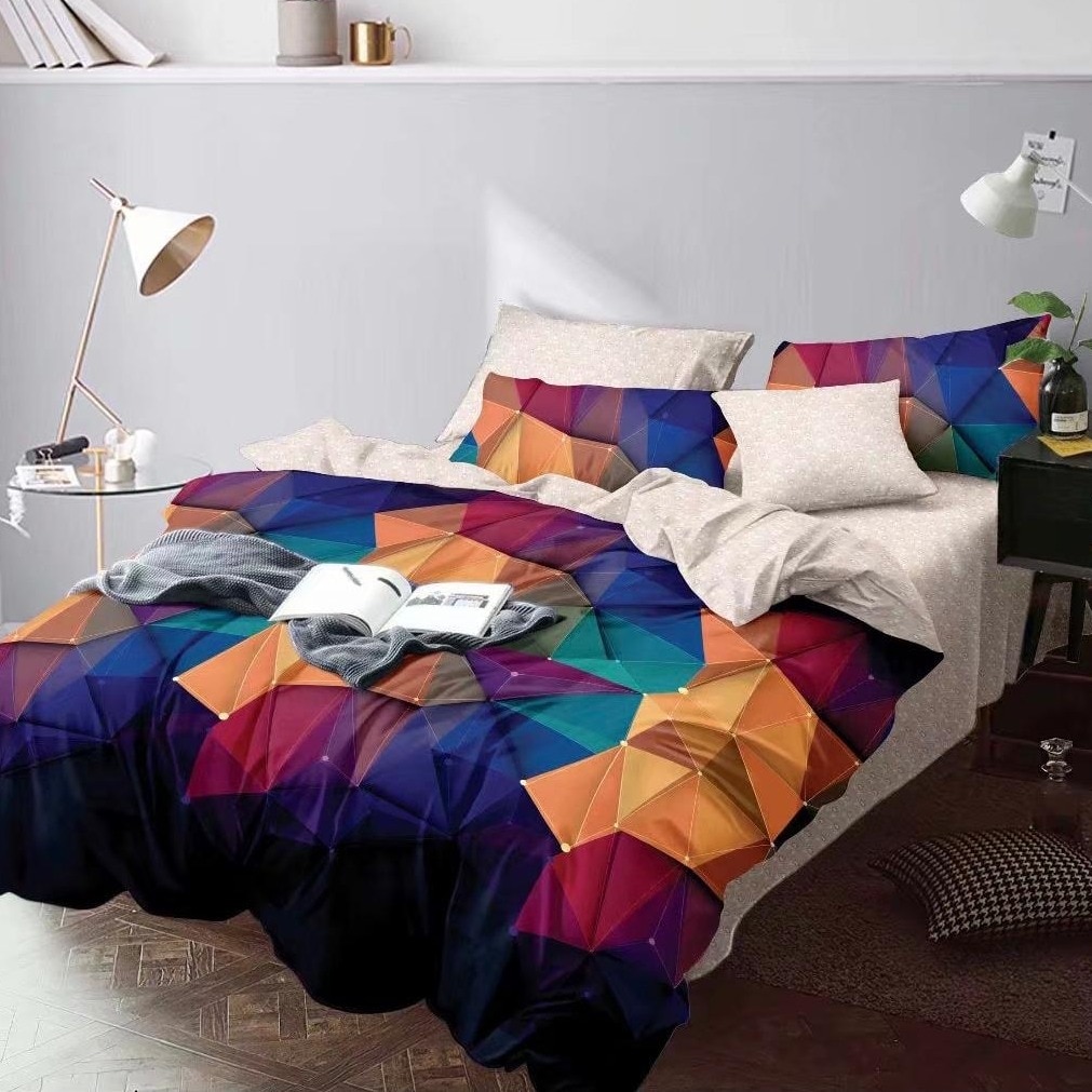 Lenjerie de pat de lux din bumbac gros 2 persoane, 6 piese, mov Katia856