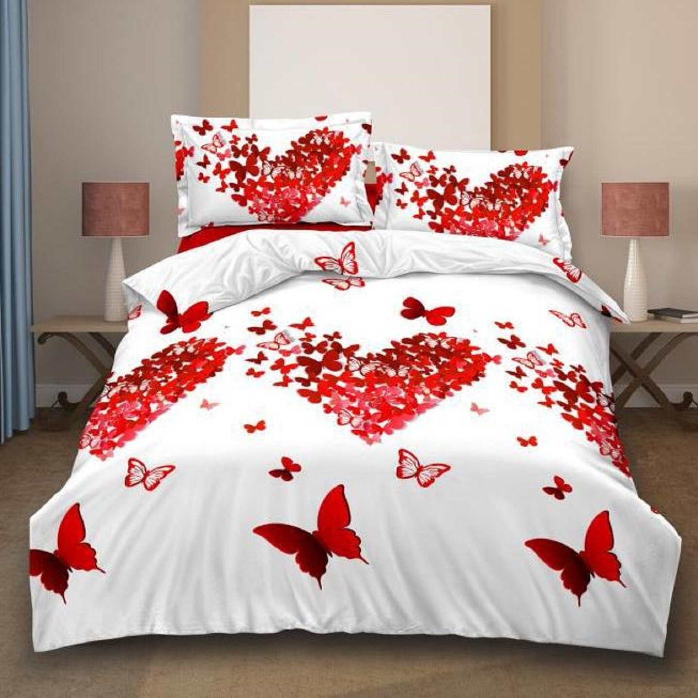 Lenjerie de pat 3D bumbac satinat, 2 persoane, 4 piese JN0050