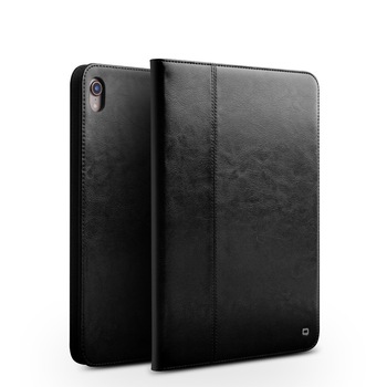 Husa iPad Pro 11 (2018), Qialino, piele naturala cu rama completa, stand + suport mana, smart cover, culoare Neagra Husa iPad Pro 11 (2018), Qialino, piele naturala cu rama completa, stand + suport mana, smart cover, culoare Neagra