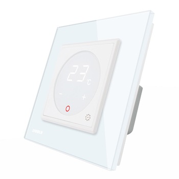 Termostat Livolo cu fir pentru sisteme de incalzire electrice, Alb Termostat Livolo cu fir pentru sisteme de incalzire electrice, Alb