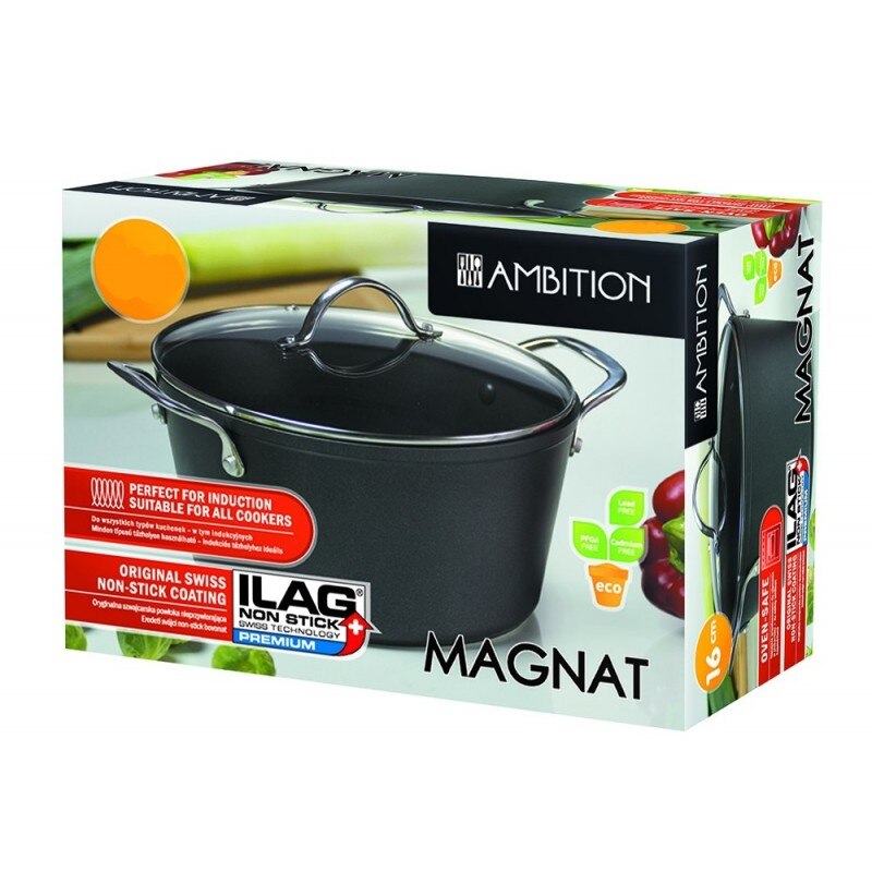 Oala Cu Capac Sticla Invelis Ilag Non Stick Premium 20cm Magnat Emag Ro