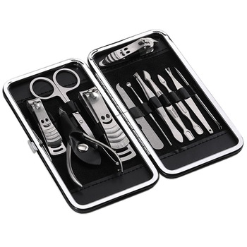 Trusa manichiura si pedichiura, zenifique, 12 piese, inox, etui negru Trusa manichiura si pedichiura, zenifique, 12 piese, inox, etui negru