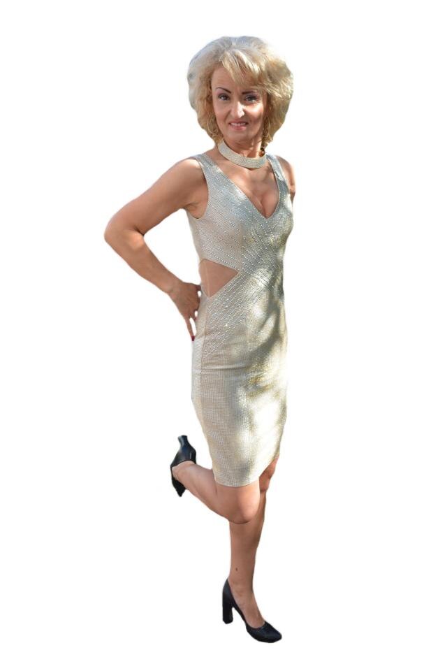 Rochie scurta de ocazie tip creion cu design de strasuri,D&J Exclusive, Auriu