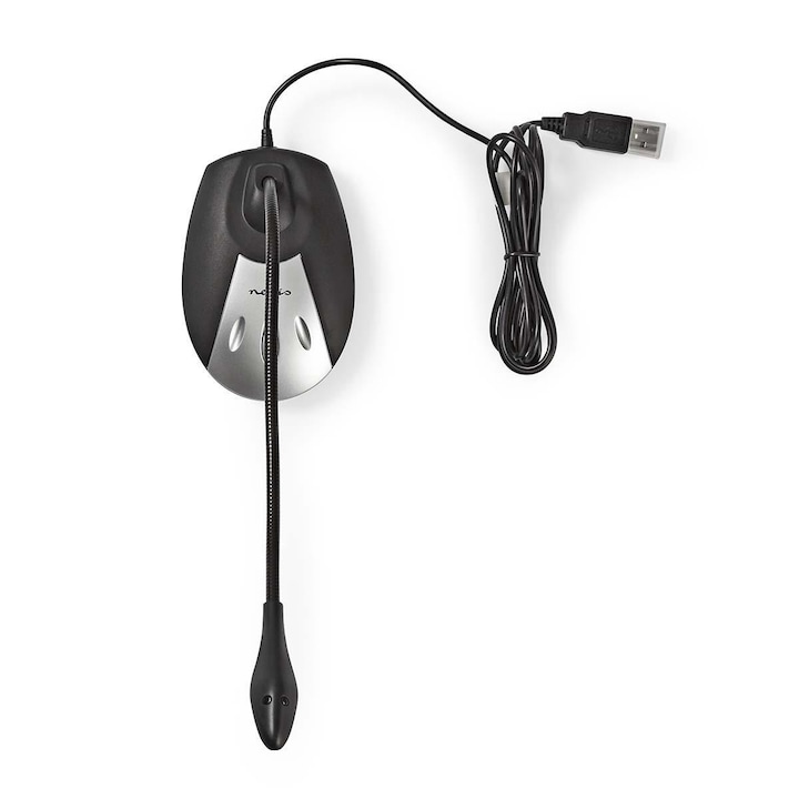 Nedis Plug & Play Mikrofon, USB 360, asztali, Zajszűrő, Fekete - szürke