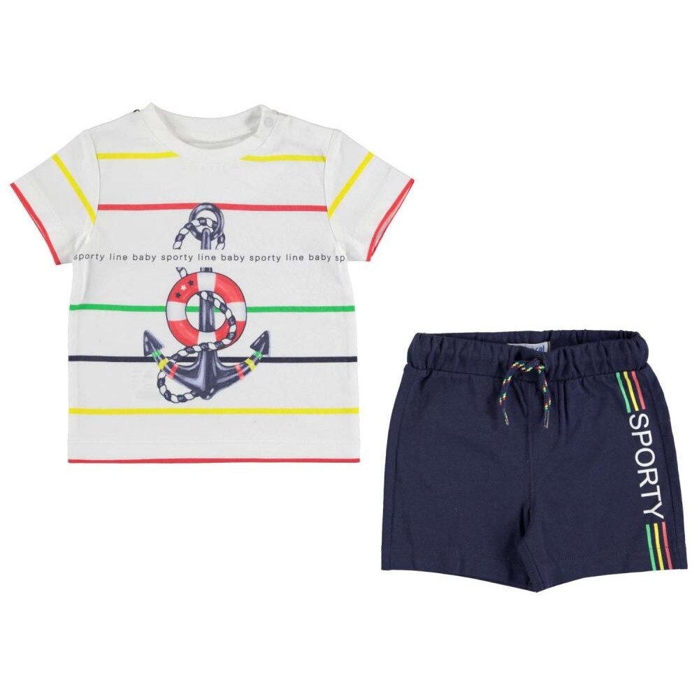 Set bermude si tricou ancora Azul baiat 12 luni