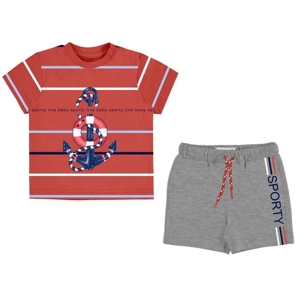 Set bermude si tricou ancora Grey baiat 18 luni