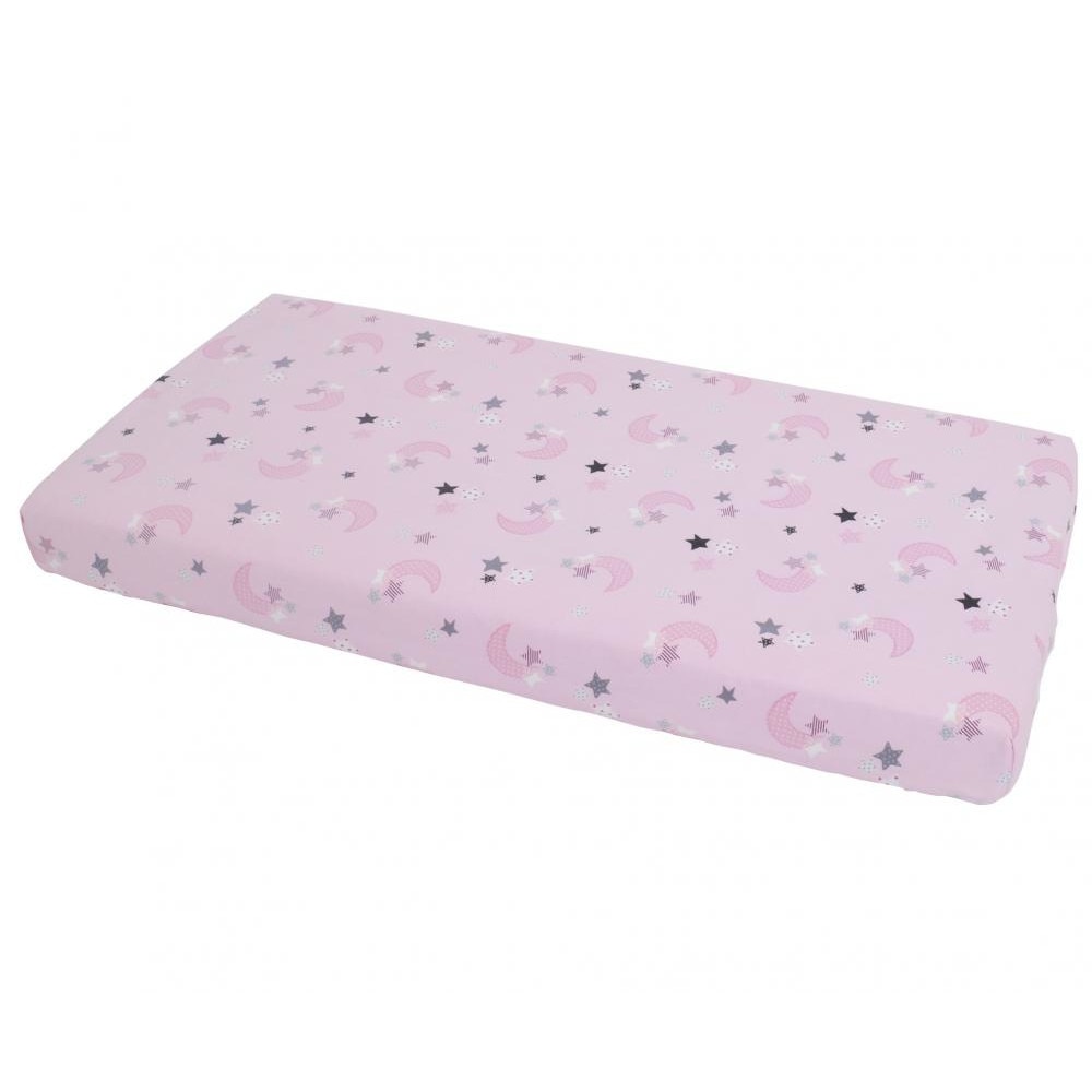 Cearceaf din bumbac cu elastic Pink Moon Dark 120x60 cm
