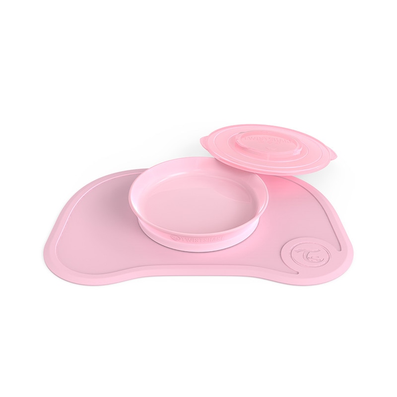 Set individual si farfurie bebe cu sistem anti-alunecare, 6+ luni, Pastel Pink