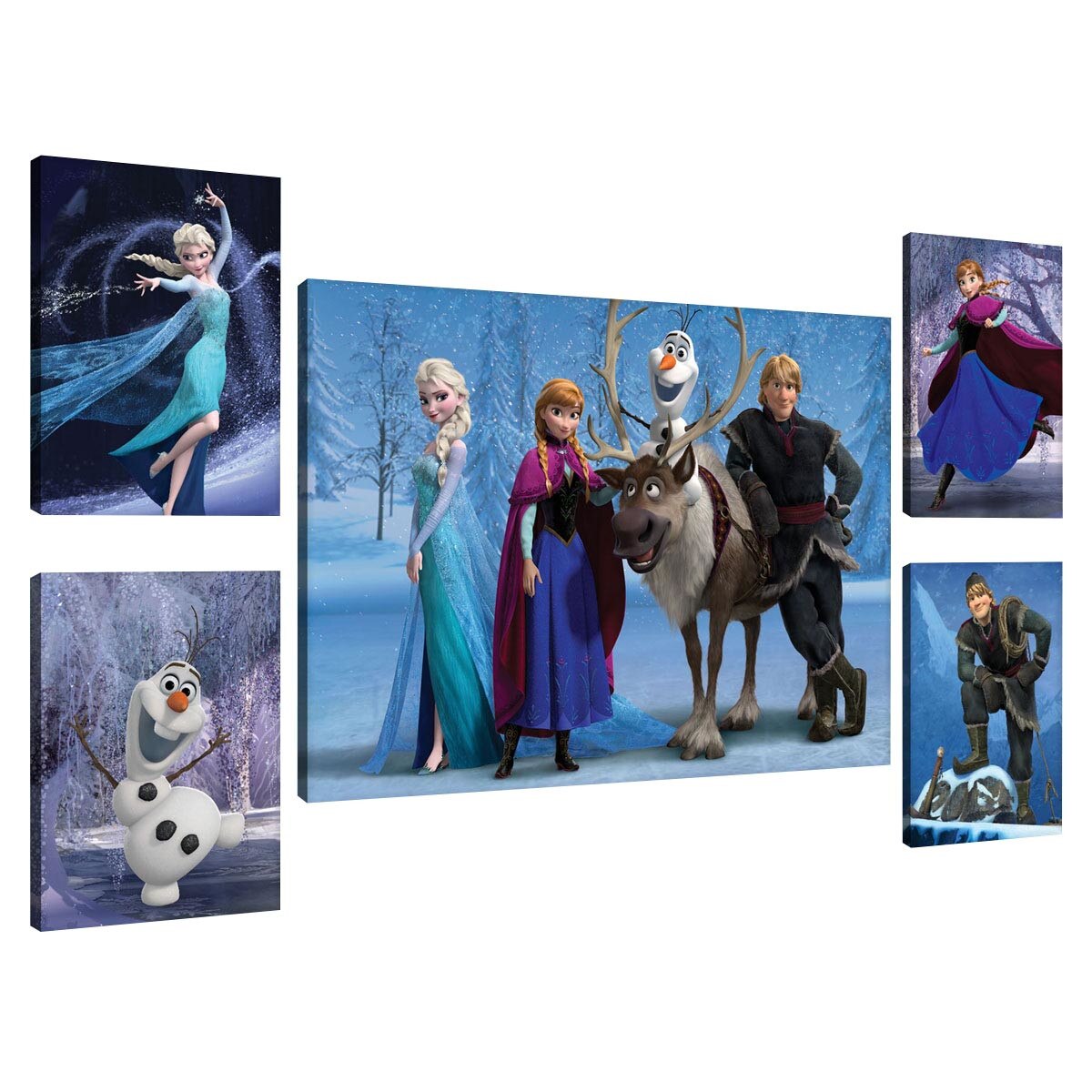 Set Tablouri DEGRETS 78438 Canvas, 50 x 134.8 cm, 5 piese (1x50x70 cm, 4x32.4x22.8 cm), Frozen 8