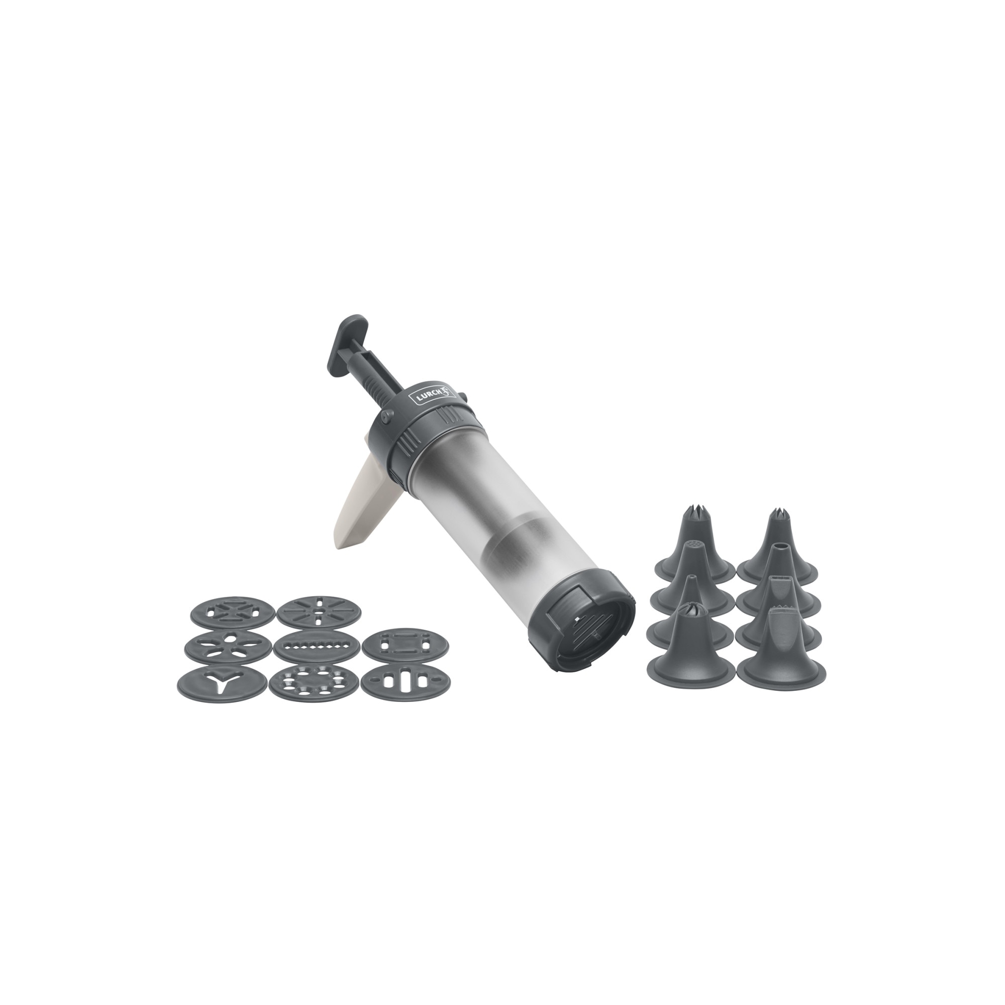 Presa pentru Fursecuri, Biscuiti, Prajituri Lurch, inclusiv Decorare cu Creme, 17 forme, Ambalaj Cadou