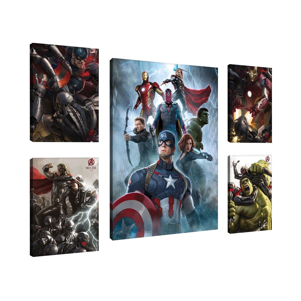 Set Tablouri DEGRETS 78443 Canvas, 50 x 134.8 cm, 5 piese (1x70x50 cm, 4x32.4x22.8 cm), Razbunatorii 5