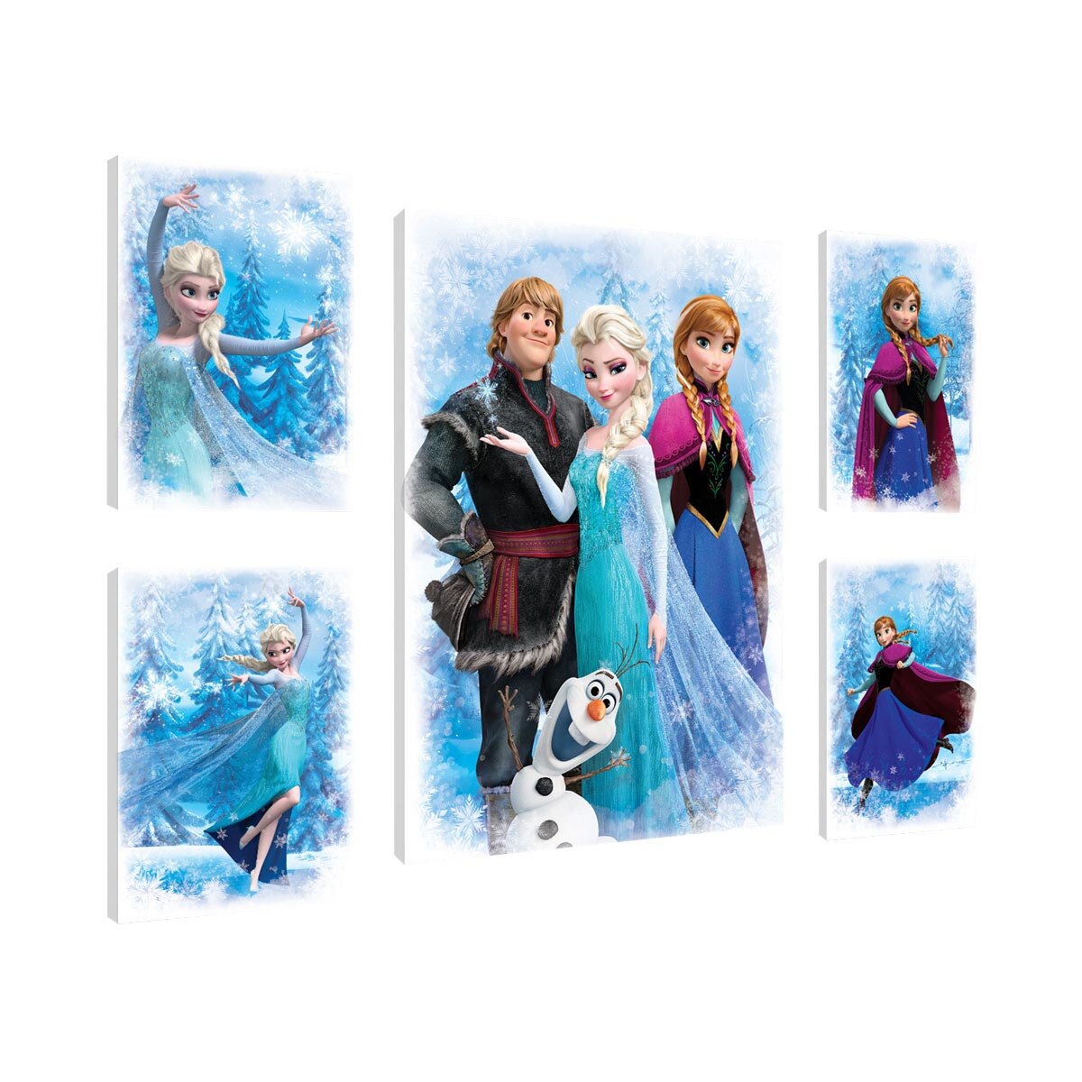 Set Tablouri DEGRETS 78444 Canvas, 50 x 134.8 cm, 5 piese (1x70x50 cm, 4x32.4x22.8 cm), Frozen 9