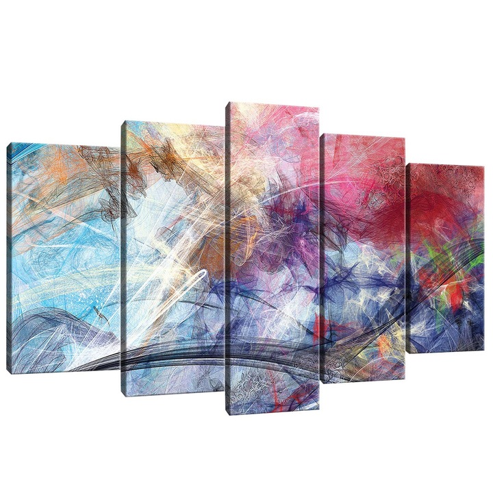 Set Tablouri DEGRETS 78446 Canvas, 60 x 100 cm, 5 piese (2x40x20 cm, 2x50x20 cm, 1x60x20 cm), Abstractie 6 3D