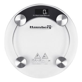 Cantar corporal Hausberg HB 6000N, display lcd, i150 kg, Sticla transaparenta, negru Cantar corporal Hausberg HB 6000N, display lcd, i150 kg, Sticla transaparenta, negru