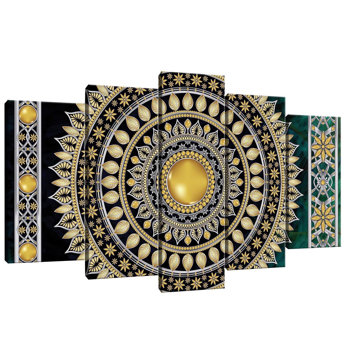 Set Tablouri DEGRETS 78456 Canvas, 60 x 100 cm, 5 piese (2x40x20 cm, 2x50x20 cm, 1x60x20 cm), Abstractie 7 3D