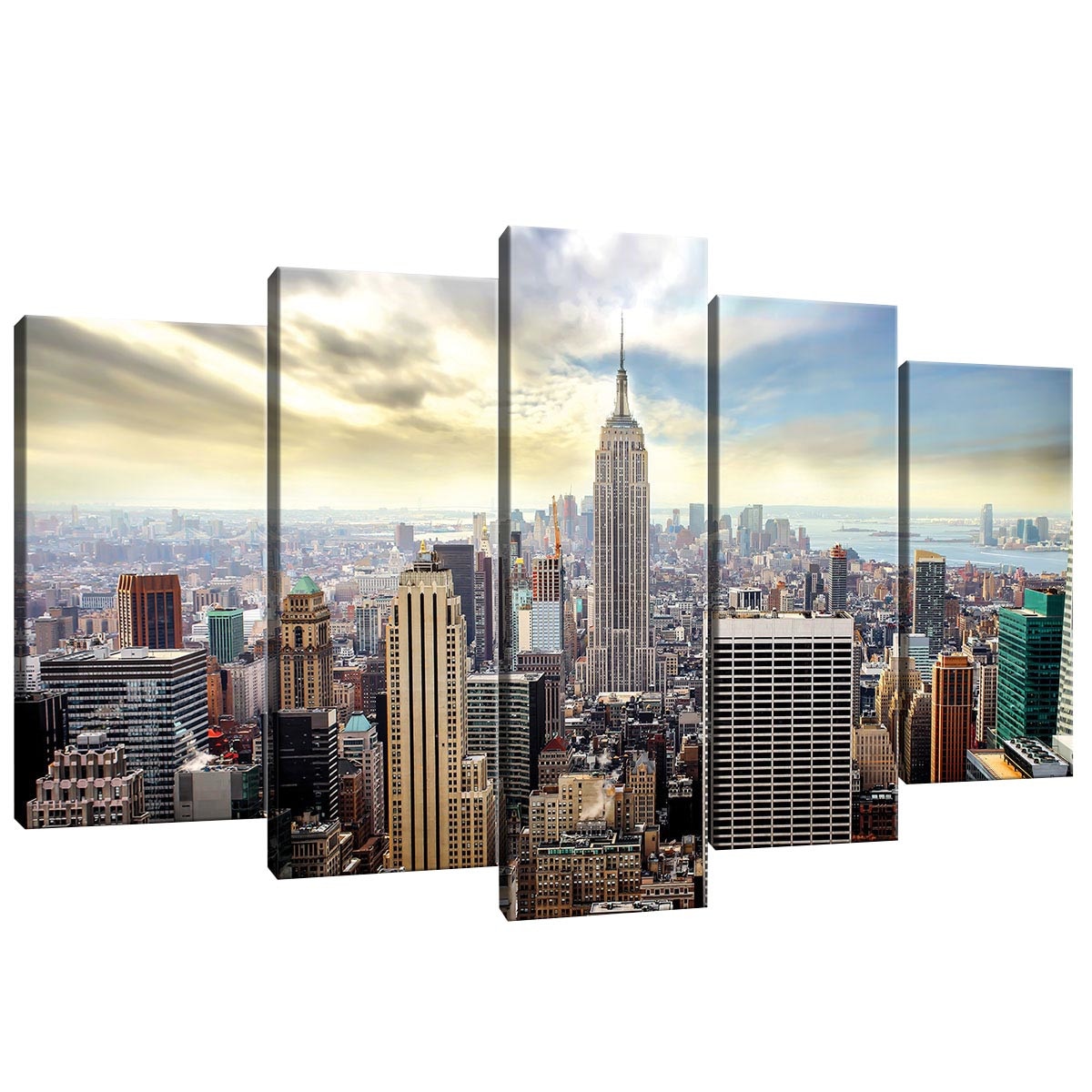 Set Tablouri DEGRETS 78462 Canvas, 60 x 100 cm, 5 piese (2x40x20 cm, 2x50x20 cm, 1x60x20 cm), New York 1