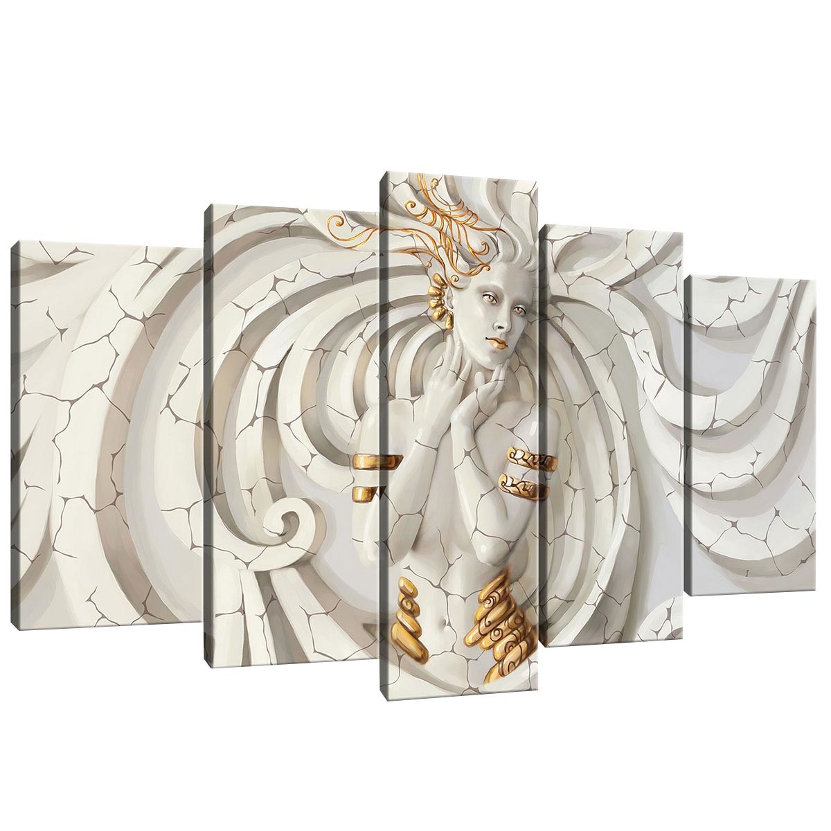 Set Tablouri DEGRETS 78470 Canvas, 60 x 100 cm, 5 piese (2x40x20 cm, 2x50x20 cm, 1x60x20 cm), Zeita 1