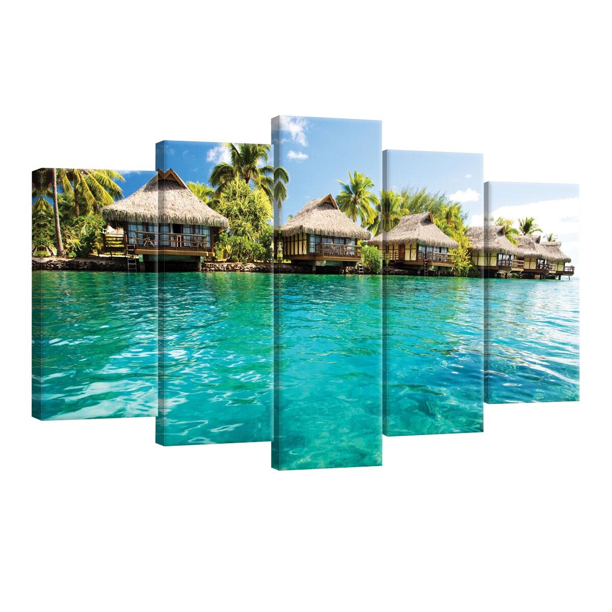 Set Tablouri DEGRETS 78474 Canvas, 60 x 100 cm, 5 piese (2x40x20 cm, 2x50x20 cm, 1x60x20 cm), Caraibe