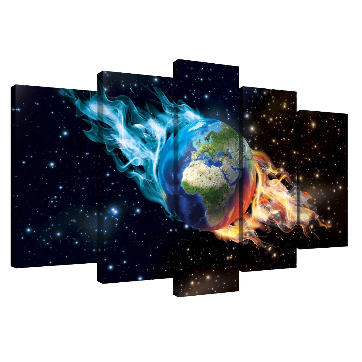 Set Tablouri DEGRETS 78477 Canvas, 60 x 100 cm, 5 piese (2x40x20 cm, 2x50x20 cm, 1x60x20 cm), Pamant