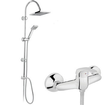 Coloana dus si baterie cabina FERRO, Cu suport reglabil, Alama, Cromat Coloana dus si baterie cabina FERRO, Cu suport reglabil, Alama, Cromat