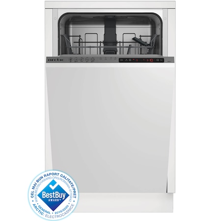 Masina de spalat vase incorporabila Arctic BI45A++, 10 seturi, Motor Silent Inverter, Clasa A++, Functie RAPID+, 5 programe, Daily 65, Quick&Dry, 45 cm