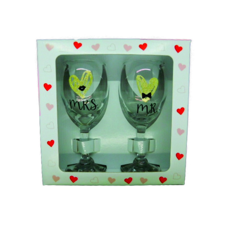 Set 2 pahare pentru vin Mr & Mrs