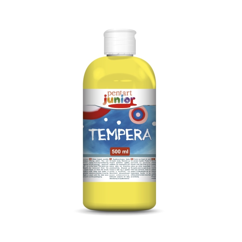 Vopsea tempera pe baza de apa Pentart junior - galben, 500 ml