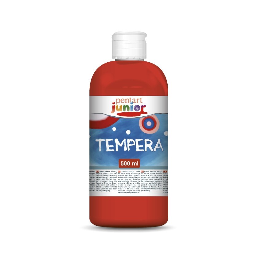 Vopsea tempera pe baza de apa Pentart junior - rosu aprins, 500 ml
