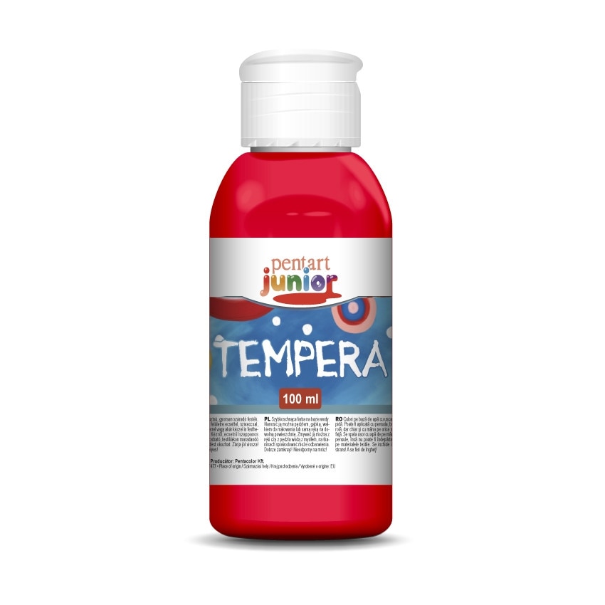 Vopsea tempera pe baza de apa Pentart junior - rosu, 100 ml