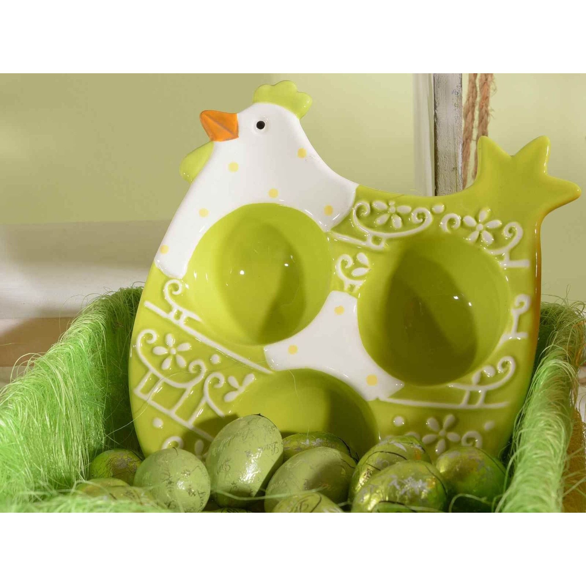 Platou Ceramic Paste Gallina Green 3 Oua Emagro