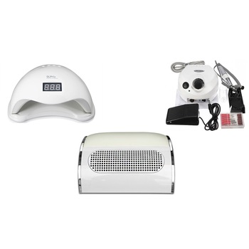 Kit unghii cu gel Pila electrica unghii 35.000 rpm ,Colector praf cu 3 ventilatoare 40w, Lampa Led uv sun5 Kit unghii cu gel Pila electrica unghii 35.000 rpm ,Colector praf cu 3 ventilatoare 40w, Lampa Led uv sun5