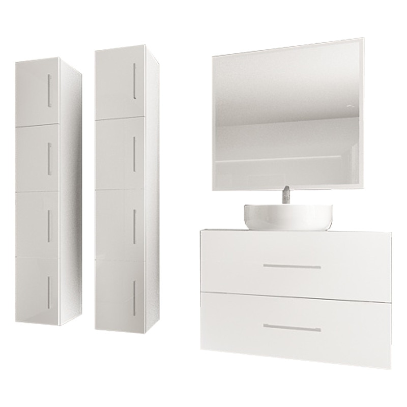 Set Modular Mobila Baie Eos 1 Alb Lucios, MDF