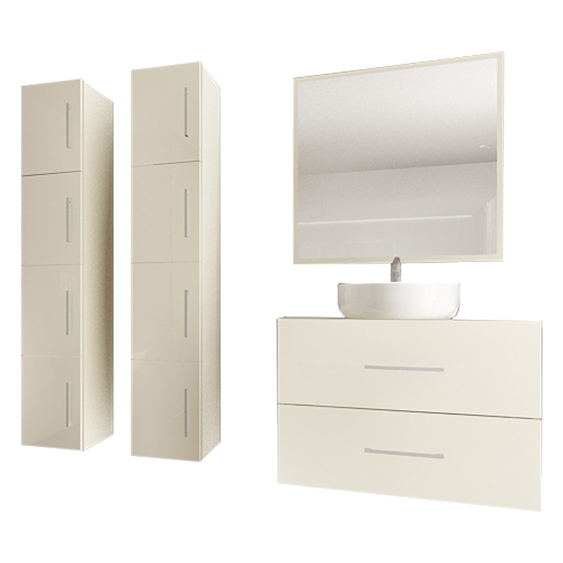 Set Modular Mobila Baie Eos 1 Crem Lucios, MDF