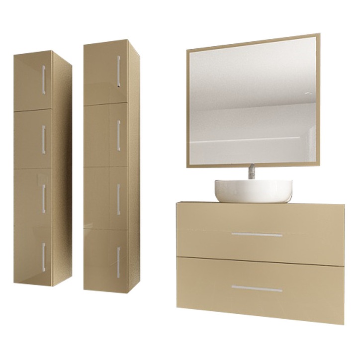 Set Modular Mobila Baie Eos 1 Cappuccino Lucios, MDF