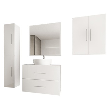 Set Modular Mobila Baie Eos 2 Alb Lucios, MDF Set Modular Mobila Baie Eos 2 Alb Lucios, MDF