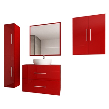 Set Modular Mobila Baie Eos 2 Rosu Lucios, MDF Set Modular Mobila Baie Eos 2 Rosu Lucios, MDF