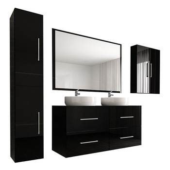 Set Modular Mobila Baie Eos 3 Negru Lucios, MDF Set Modular Mobila Baie Eos 3 Negru Lucios, MDF