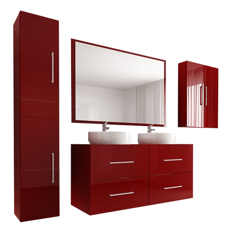 Set Modular Mobila Baie Eos 3 Bordo Lucios, MDF Lucios